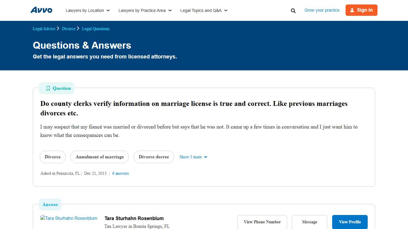 Do county clerks verify information on marriage license is true and correct. Like previous marriages divorces etc. - Legal Answers