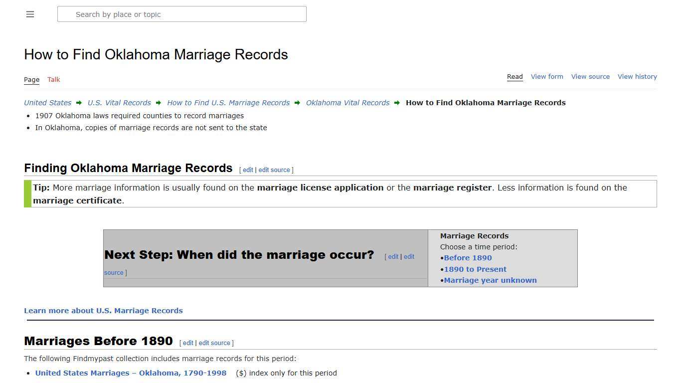How to Find Oklahoma Marriage Records • FamilySearch